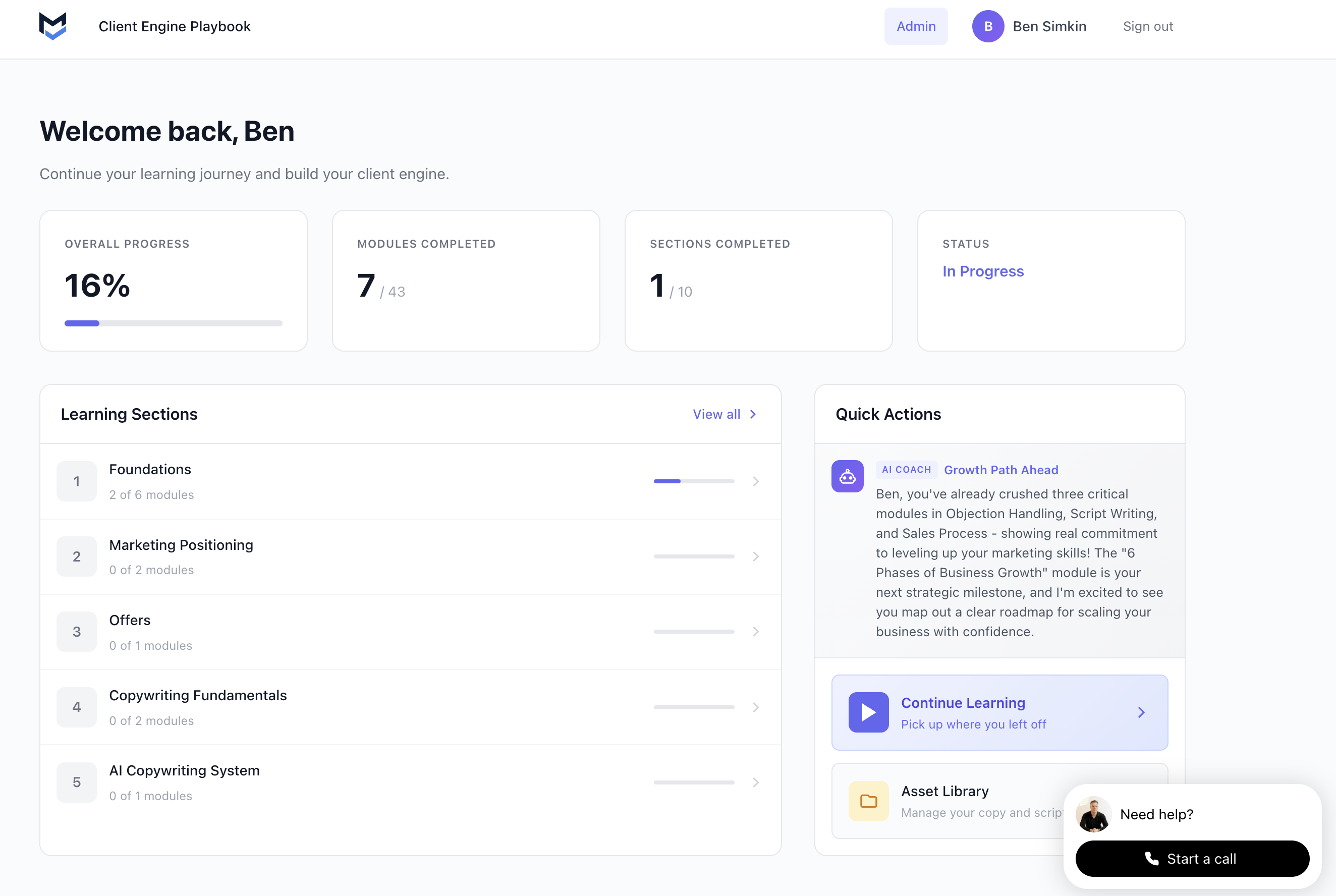 Client Engine Playbook Screenshot